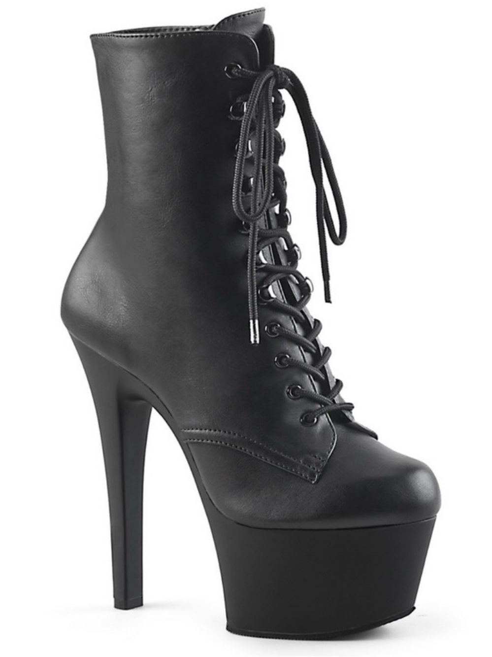 Pleaser Black Lace-Up Platform Ankle Boots